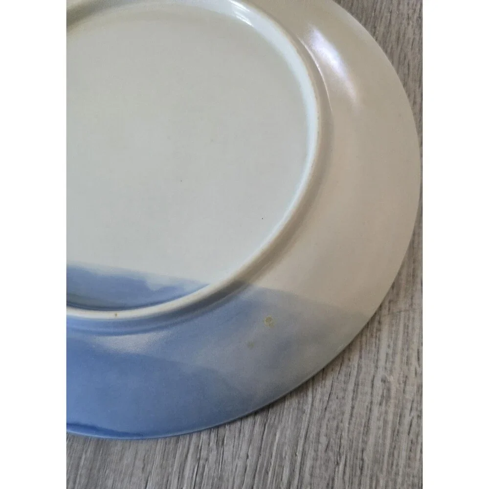 Blue White Fishing Lake On Pottery Wall / Salad Plate 7.5